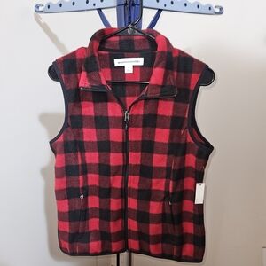 Amazon Essentials Red and Black Plaid Vest